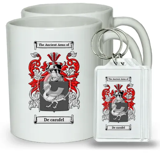 De carufel Pair of Coffee Mugs and Pair of Keychains