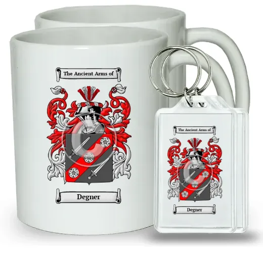 Degner Pair of Coffee Mugs and Pair of Keychains