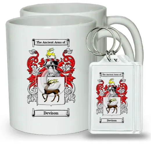 Devison Pair of Coffee Mugs and Pair of Keychains