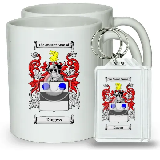 Dingess Pair of Coffee Mugs and Pair of Keychains