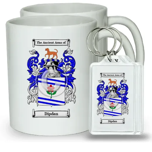 Dipdan Pair of Coffee Mugs and Pair of Keychains