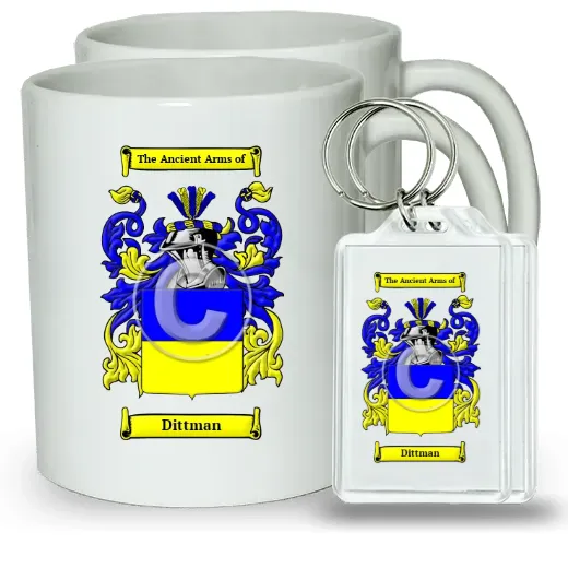 Dittman Pair of Coffee Mugs and Pair of Keychains