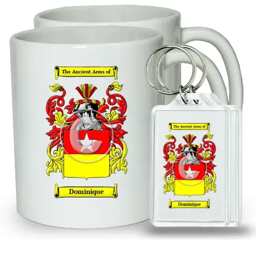 Dominique Pair of Coffee Mugs and Pair of Keychains