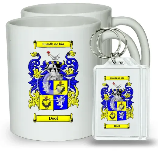 Dool Pair of Coffee Mugs and Pair of Keychains