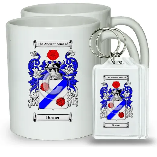 Dorner Pair of Coffee Mugs and Pair of Keychains
