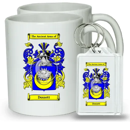 Dossett Pair of Coffee Mugs and Pair of Keychains