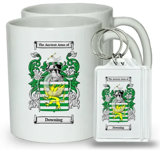 Downing Pair of Coffee Mugs and Pair of Keychains
