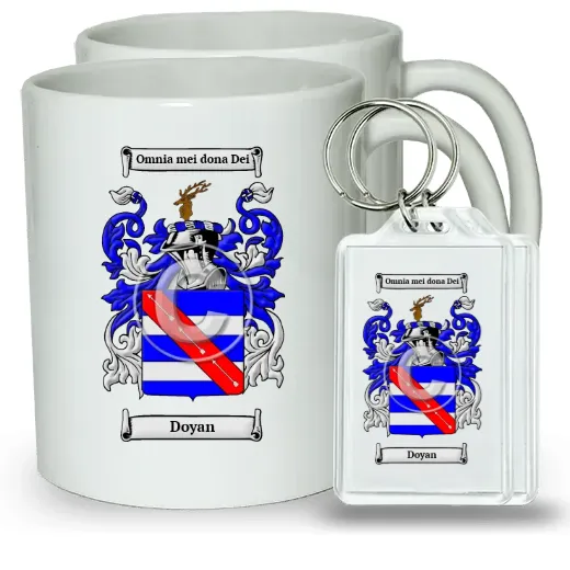 Doyan Pair of Coffee Mugs and Pair of Keychains