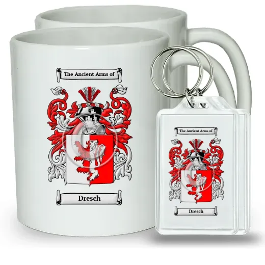 Dresch Pair of Coffee Mugs and Pair of Keychains