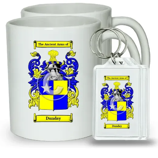 Dunday Pair of Coffee Mugs and Pair of Keychains