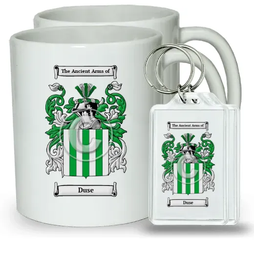 Duse Pair of Coffee Mugs and Pair of Keychains