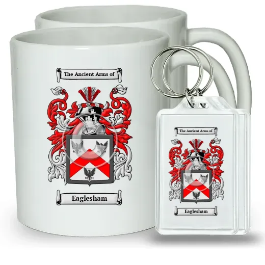 Eaglesham Pair of Coffee Mugs and Pair of Keychains