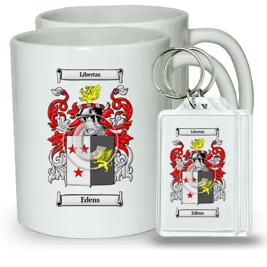 Edens Pair of Coffee Mugs and Pair of Keychains