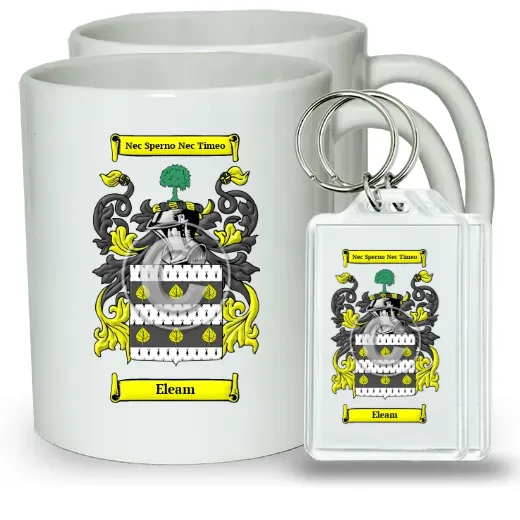 Eleam Pair of Coffee Mugs and Pair of Keychains