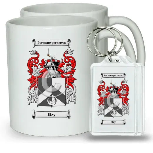 Elzy Pair of Coffee Mugs and Pair of Keychains