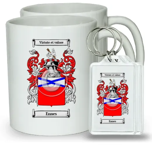 Ennes Pair of Coffee Mugs and Pair of Keychains
