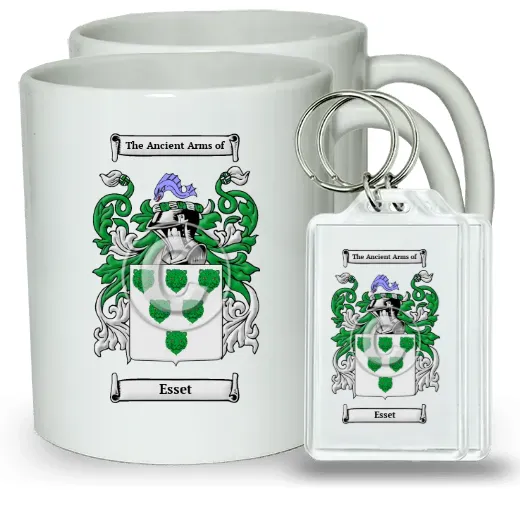 Esset Pair of Coffee Mugs and Pair of Keychains