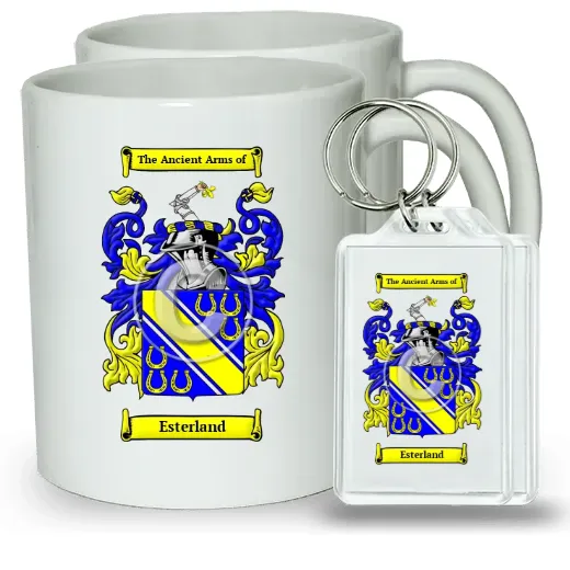 Esterland Pair of Coffee Mugs and Pair of Keychains