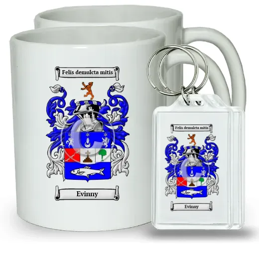Evinny Pair of Coffee Mugs and Pair of Keychains