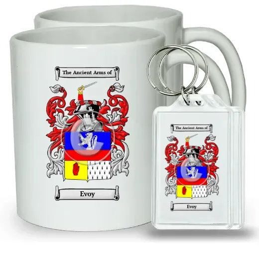 Evoy Pair of Coffee Mugs and Pair of Keychains
