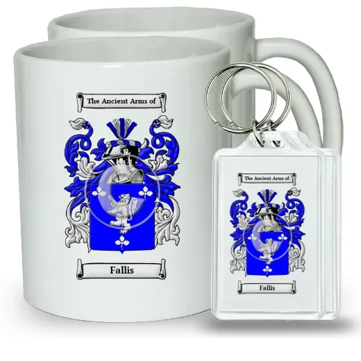 Fallis Pair of Coffee Mugs and Pair of Keychains