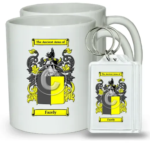Farely Pair of Coffee Mugs and Pair of Keychains
