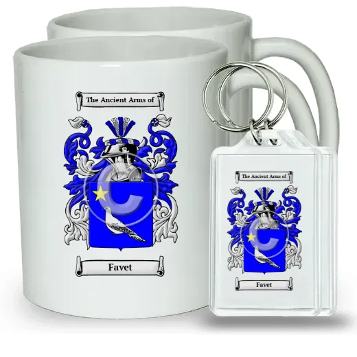 Favet Pair of Coffee Mugs and Pair of Keychains