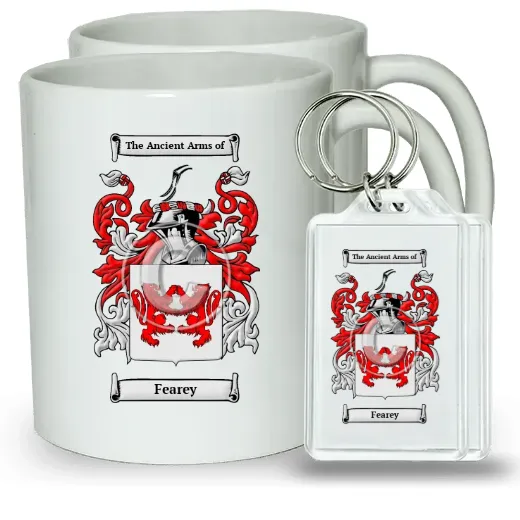 Fearey Pair of Coffee Mugs and Pair of Keychains