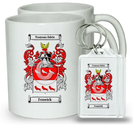 Fenwick Pair of Coffee Mugs and Pair of Keychains