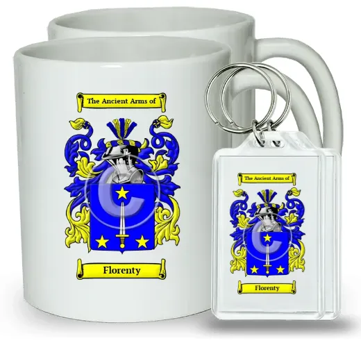 Florenty Pair of Coffee Mugs and Pair of Keychains
