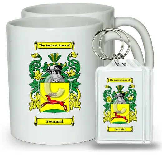 Fournial Pair of Coffee Mugs and Pair of Keychains