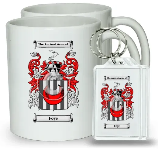 Foye Pair of Coffee Mugs and Pair of Keychains