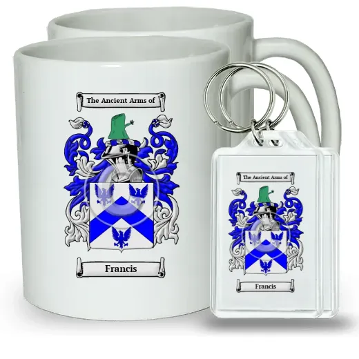 Francis Pair of Coffee Mugs and Pair of Keychains