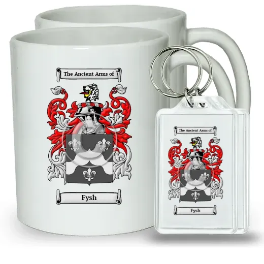 Fysh Pair of Coffee Mugs and Pair of Keychains