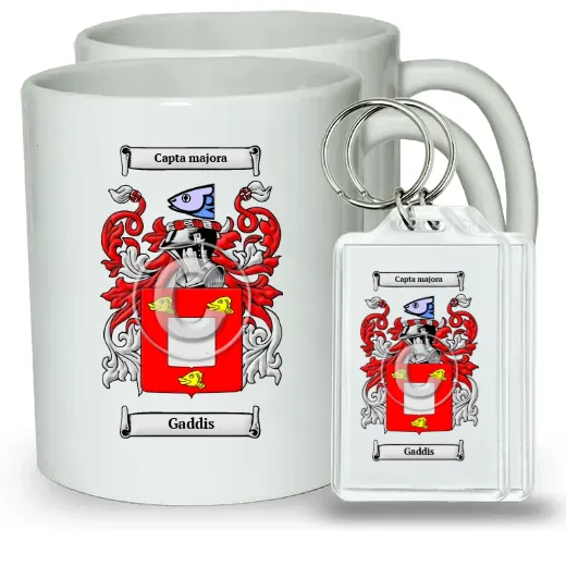 Gaddis Pair of Coffee Mugs and Pair of Keychains