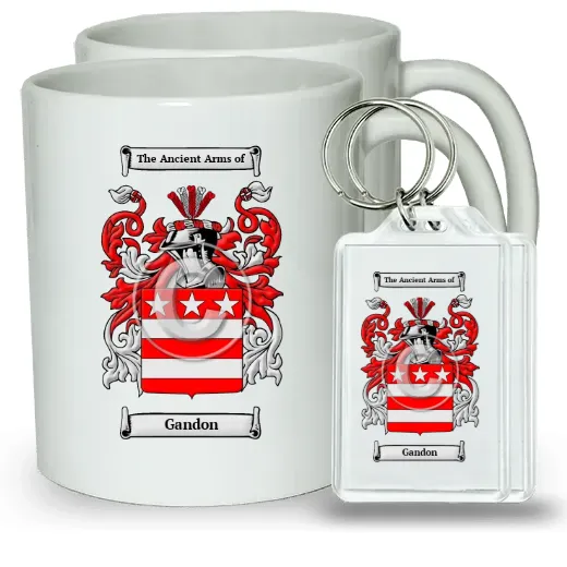Gandon Pair of Coffee Mugs and Pair of Keychains