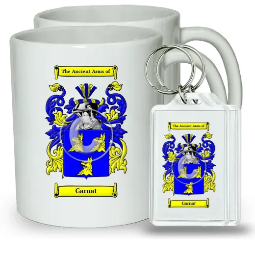 Garnat Pair of Coffee Mugs and Pair of Keychains