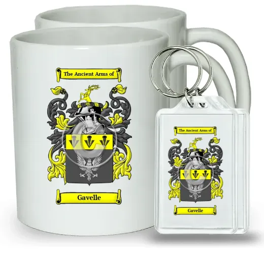 Gavelle Pair of Coffee Mugs and Pair of Keychains