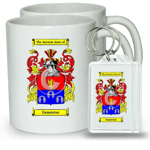 Genovese Pair of Coffee Mugs and Pair of Keychains