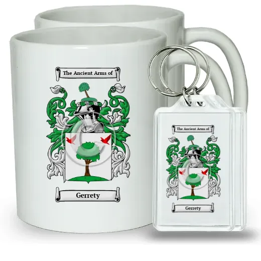 Gerrety Pair of Coffee Mugs and Pair of Keychains