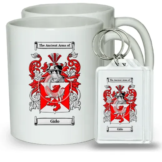 Gido Pair of Coffee Mugs and Pair of Keychains