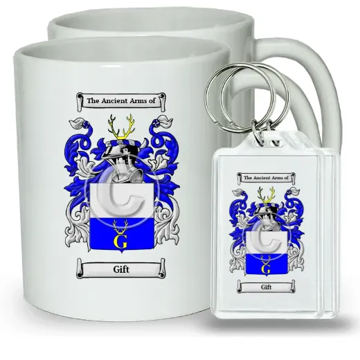 Gift Pair of Coffee Mugs and Pair of Keychains