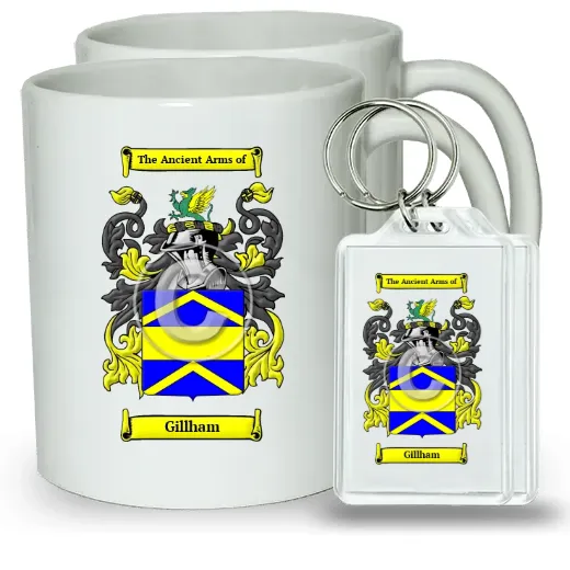 Gillham Pair of Coffee Mugs and Pair of Keychains