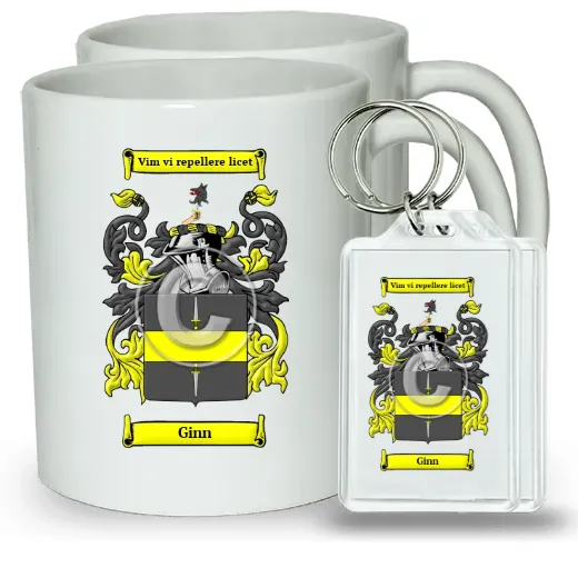 Ginn Pair of Coffee Mugs and Pair of Keychains