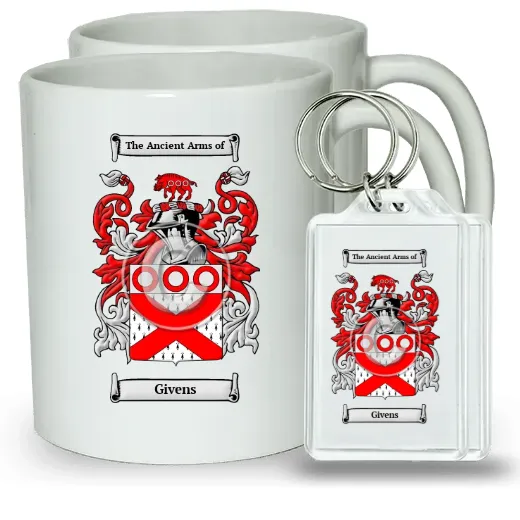 Givens Pair of Coffee Mugs and Pair of Keychains