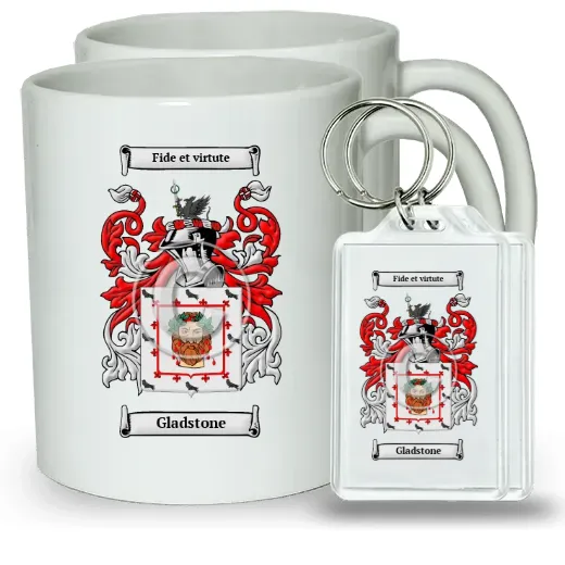 Gladstone Pair of Coffee Mugs and Pair of Keychains