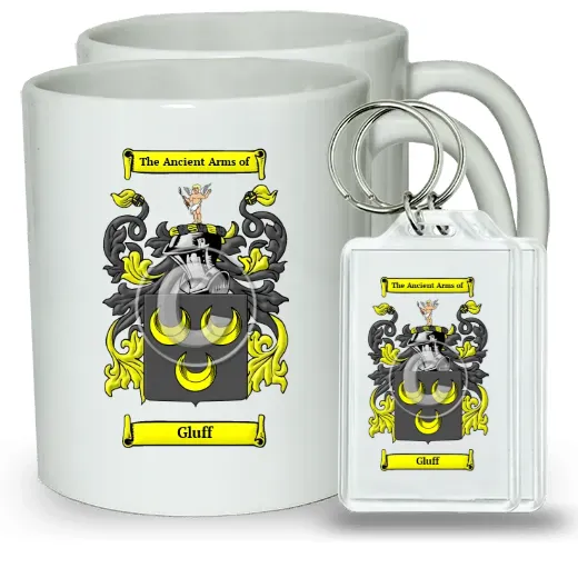 Gluff Pair of Coffee Mugs and Pair of Keychains