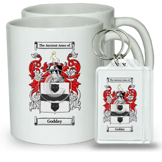 Godday Pair of Coffee Mugs and Pair of Keychains