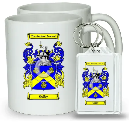 Golby Pair of Coffee Mugs and Pair of Keychains