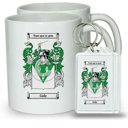 Goly Pair of Coffee Mugs and Pair of Keychains